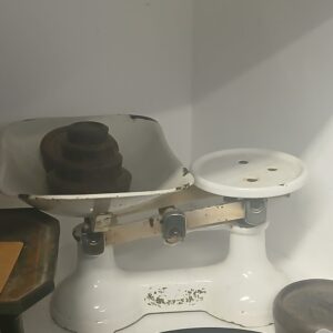 Set of Vintage scales with 3 cast iron weights