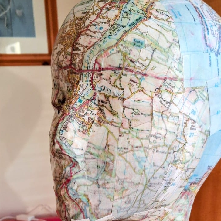 Handmade Bideford Ordinance Servey Map Polystyrene Head